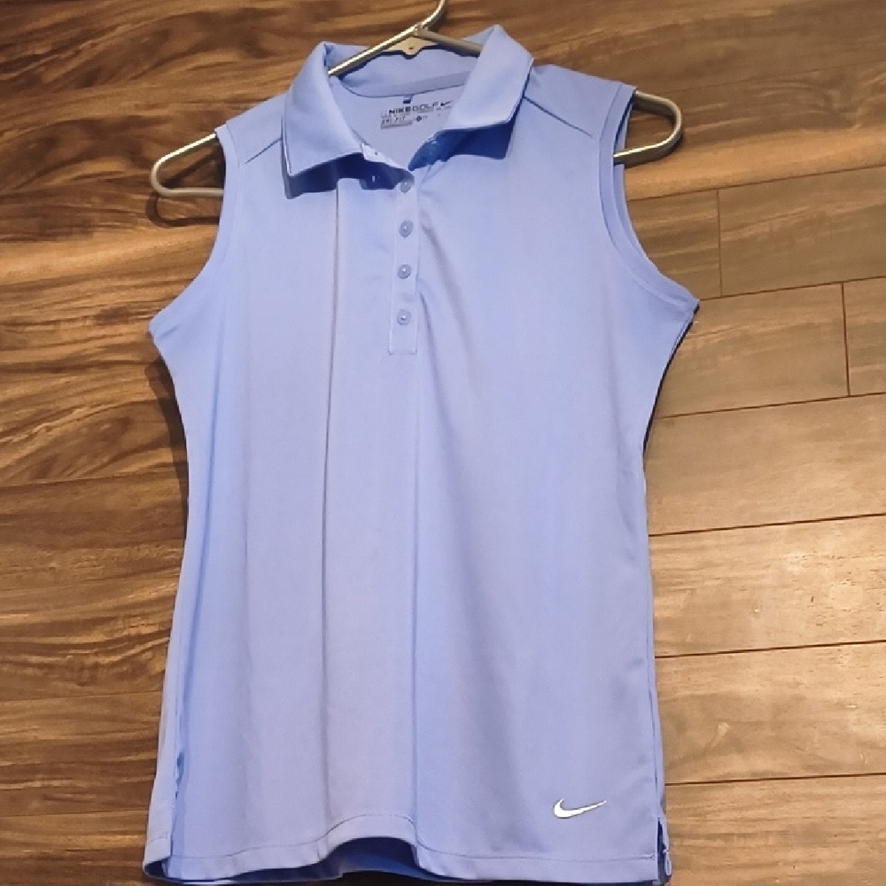 Nike Golf Women's Dri-FIT Sleeveless Polo Shirt - Silky Periwinkle Blue - Size M - Picture 3 of 9